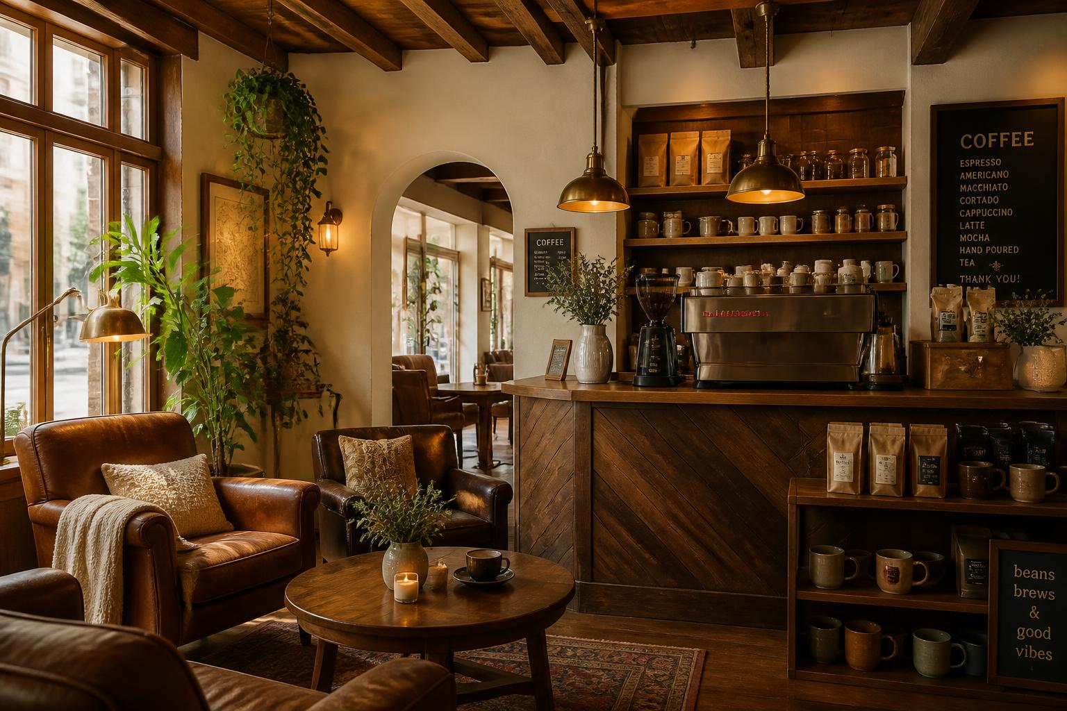 Warm interior of Café Breeze